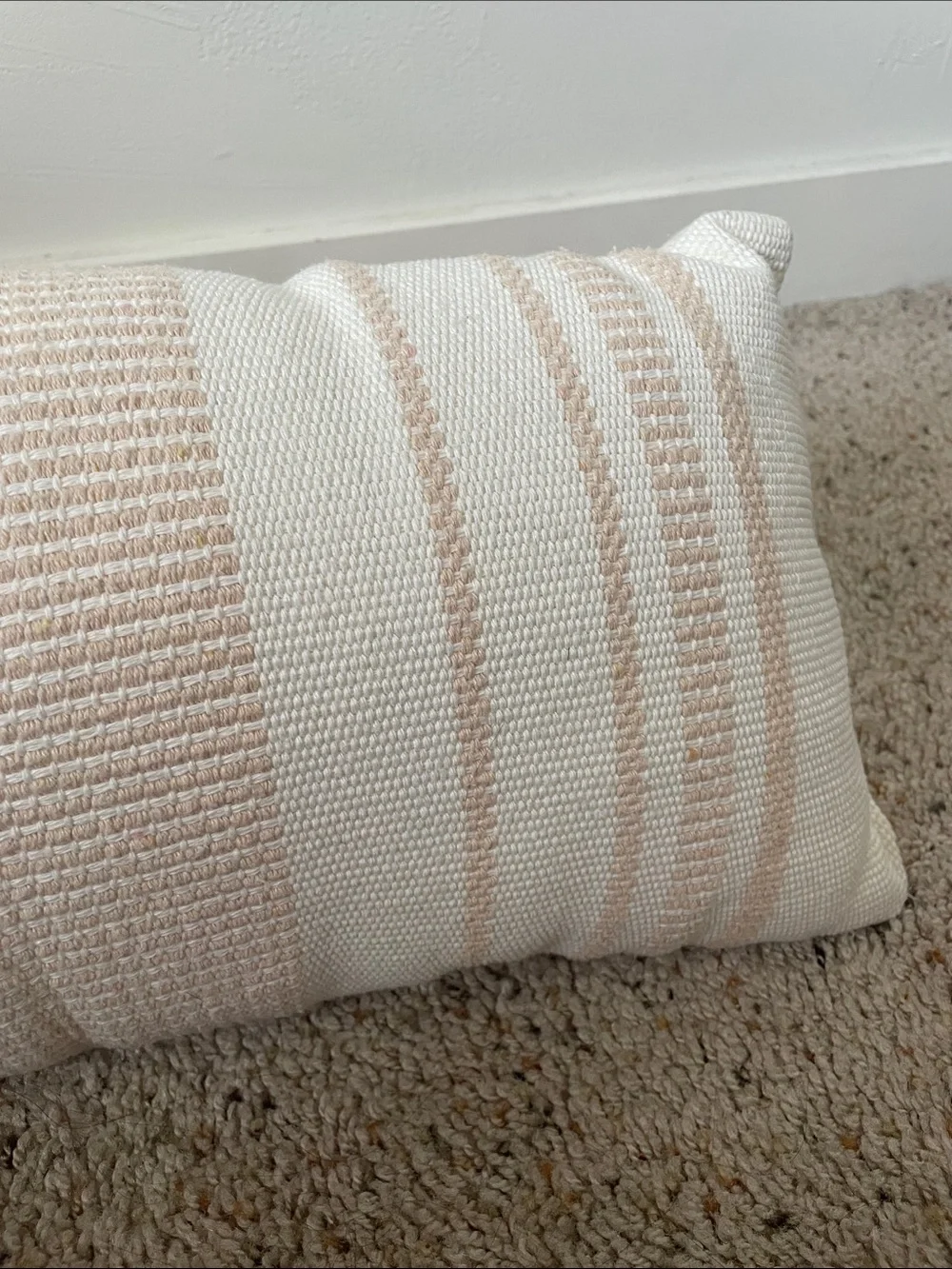 Neutral Cream and Tan Striped Decorative Pillow